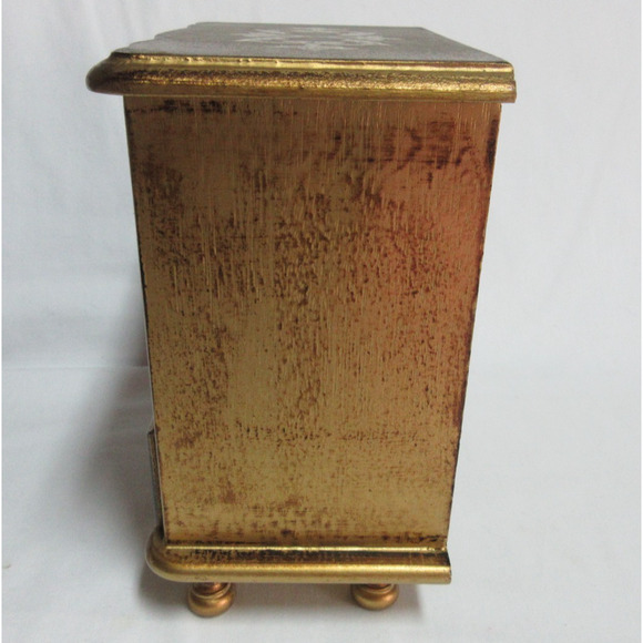 Vintage Florentine Gold Giltwood Jewelry Box 3 Drawer Music Box Made in Japan - Picture 3 of 9